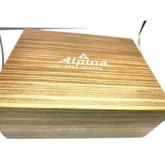 Alpina Watch Box Presentation Brown Wooden Case Gray Diver Display Empty - Picture 2 of 9